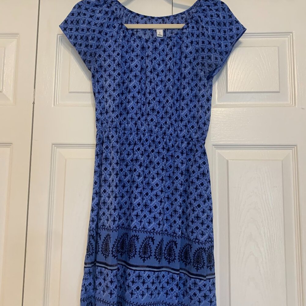 Old Navy Small Flutter Sleeve Rayon Blue Dress Knee Length